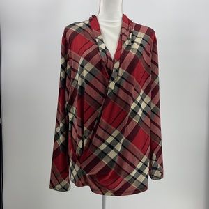 Venus red plaid wrap vibe long sleeve top XL